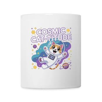 Cosmic Cat-titude – Intergalaktische Katzenpower - Tasse - Weiß - Vorne