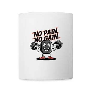 Pas de douleur, pas de gain - Dessin animé de fitness drôle - Mug blanc - blanc - Devant