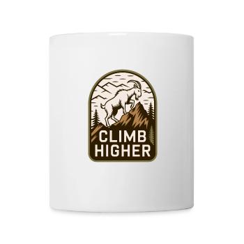 Climb Higher – Motif extérieur de la chèvre de montagne - Mug blanc - blanc - Devant
