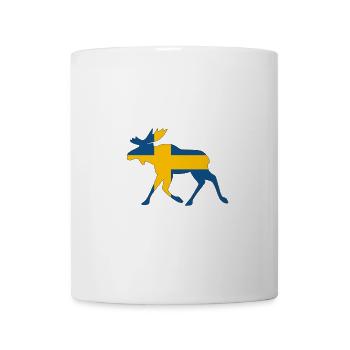 Sweden moose with Swedish flag EM - Mug - white - Front