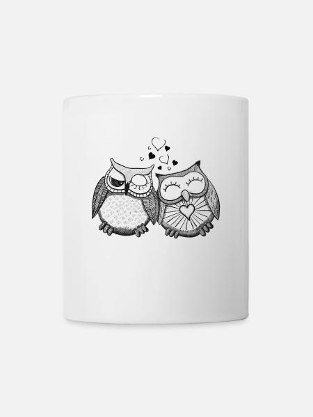 Hibou couple amoureux - Mug blanc - blanc