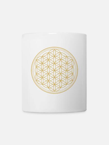 Blume des Lebens in gold - Tasse - Weiß
