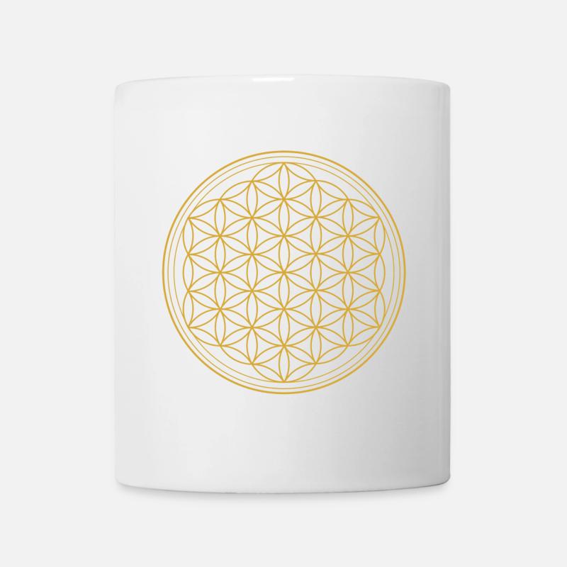 Blume des Lebens in gold - Tasse - Weiß