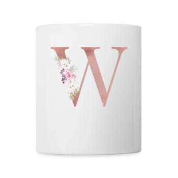 Monogramme personnalisable W Floral - Mug blanc - blanc - Devant