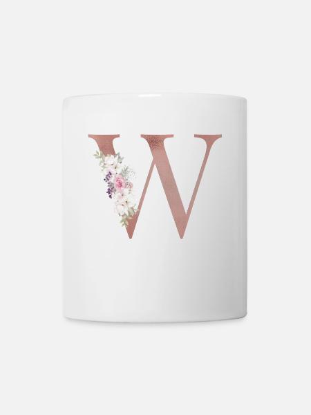 Personalisierbar Monogramm W Floral - Tasse - Weiß