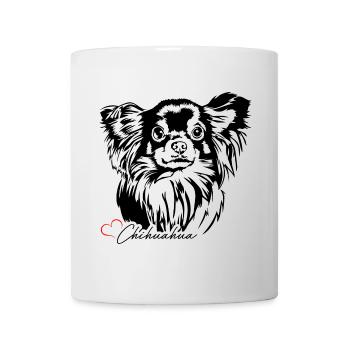 Chihuahua à poil long Chihuahua Portrait Chiens Wilsigns - Mug blanc - blanc - Devant
