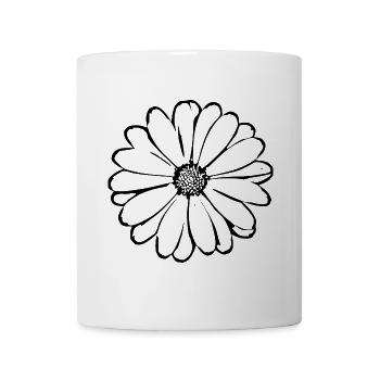 Blume schwarz Blumen shwarz Blüte 70er Jahre Retro - Tasse - Weiß - Vorne