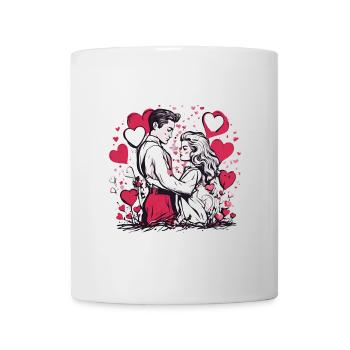 Eternal Embrace - Romantic Couple Red Love Hearts - Mug - white - Front