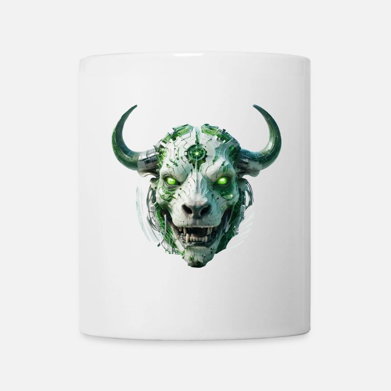 cyber bull scull - Tasse - Weiß