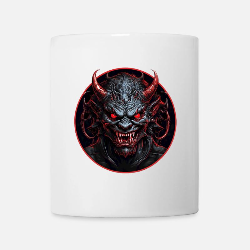 Böser dämonischer Teufel mit roten Augen - Tasse - Weiß