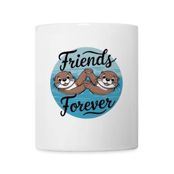 Zwei lachende Ottern Freunde für immer - Tasse - Weiß - Vorne