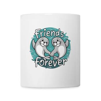 Deux drôles d’amis phoques pour toujours. Amusement - Mug blanc - blanc - Devant