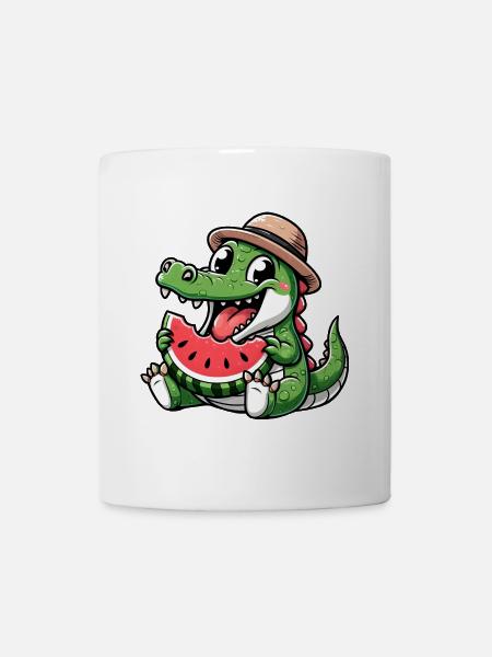 Krokodil Melone Wassermelone Frucht Fruchtig - Tasse - Weiß