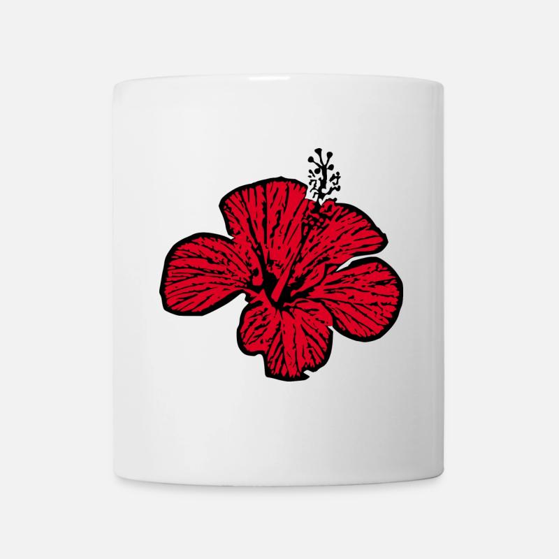 Fleur rouge fleurs rouge fleurs rouge hibiscus - Mug blanc - blanc