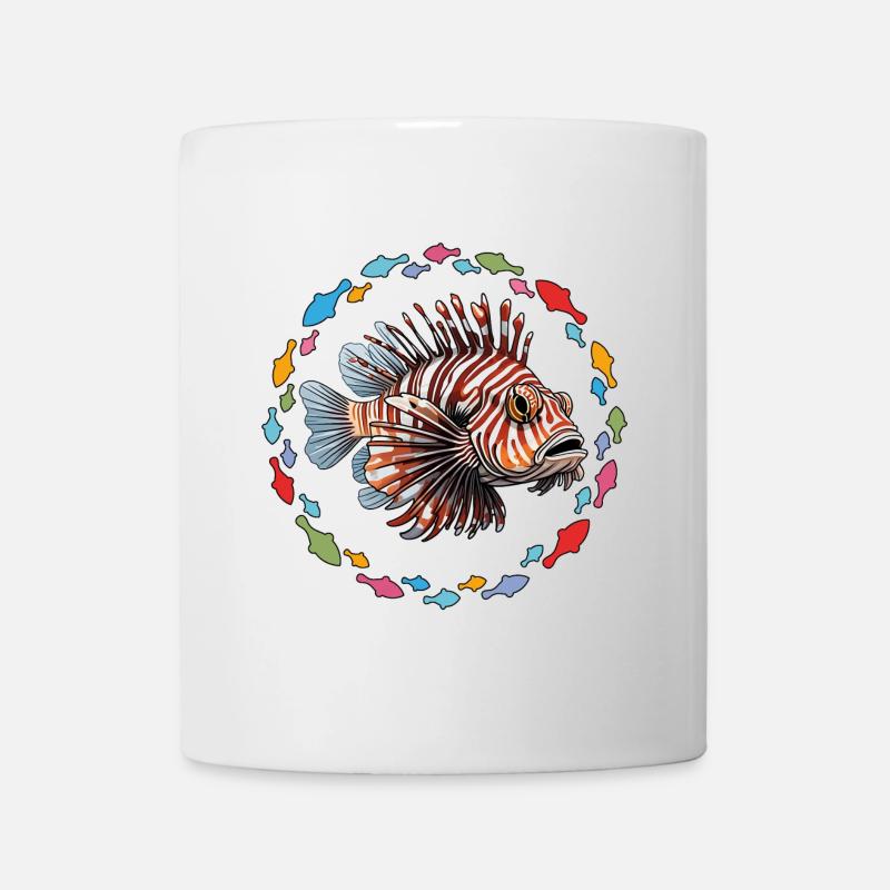 Poisson-lion Poisson corail dans le cercle de poissons - Mug blanc - blanc
