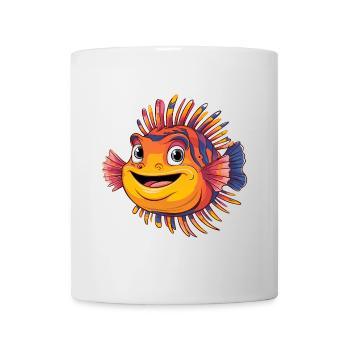 Bunter lachender Rotfeuerfisch Korallenfisch - Tasse - Weiß - Vorne