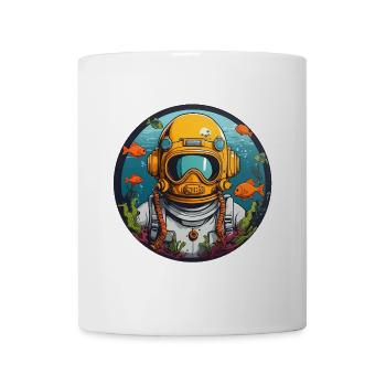 Taucherhelm mit Fischen auf dem Meeresgrund - Tasse - Weiß - Vorne