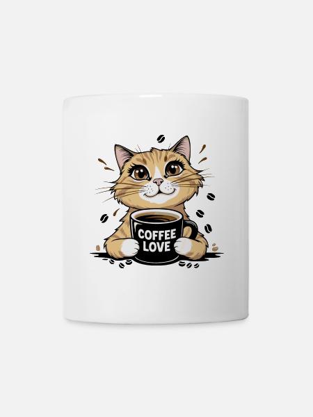 Kaffeeliebe Katze Design - Tasse - Weiß