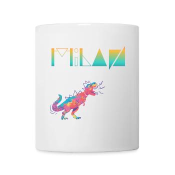 MILAN - Schöner Jungen Name mit Dinosaurier - Tasse - Weiß - Vorne
