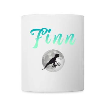 FINN - Schöner Jungen Name mit Dinosaurier - Tasse - Weiß - Vorne
