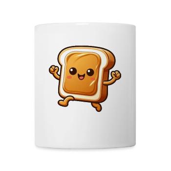 Niedlicher Toast Cartoon Brot lustig - Tasse - Weiß - Vorne