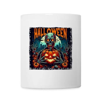 Halloween Zombie Kürbis Horror Grunge - Tasse - Weiß - Vorne