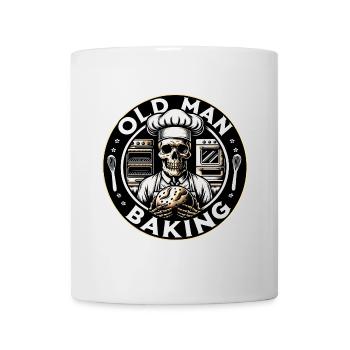 Old Man Baking Skull mit Bäckermütze mit Brot - Tasse - Weiß - Vorne