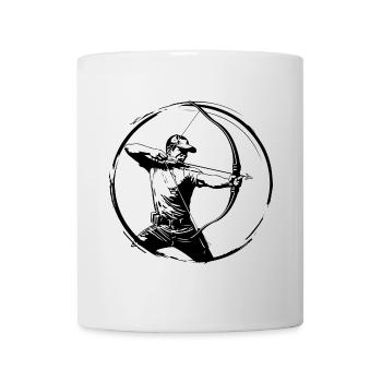 Bogenschießen Mann Silhouette - Tasse - Weiß - Vorne