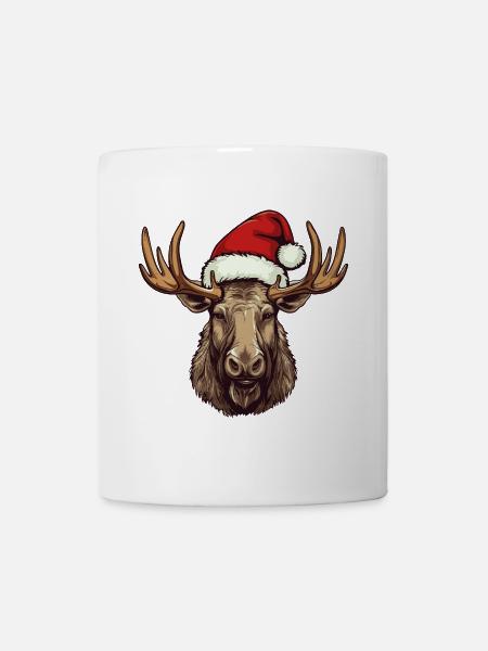 Elch Kopf Weihnachten Portät - Kop/krus - hvid