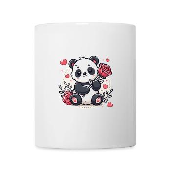 Panda amoureux avec une rose dans la patte - Mug blanc - blanc - Devant