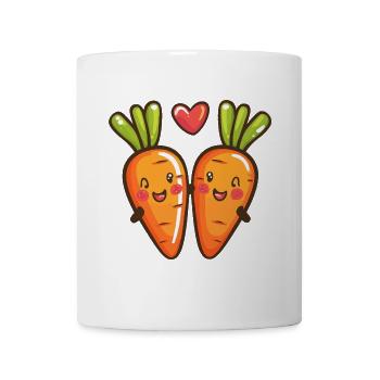 Karotte Paar Liebe Herz Comic - Tasse - Weiß - Vorne