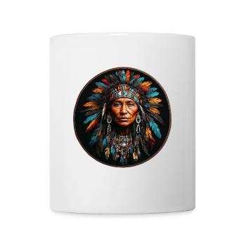 American Native with colorful feather headdress - Mug - white - Front