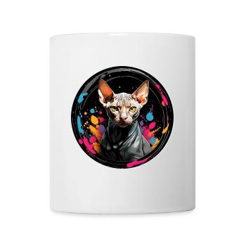 Sphynx cat portrait in watercolor technique - Mug - white - Front