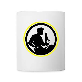 Bouteille de bière buvant Silhouette - Mug blanc - blanc - Devant