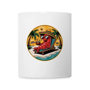 Ambiance estivale ensoleillée Drôle de crabe sur la plage - Mug blanc - blanc - Devant