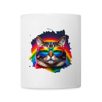 Chat, Lunettes De Soleil, LGTB, Arc-en-ciel, Coloré - Mug blanc - blanc - Devant