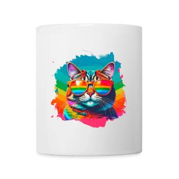 Chat, Lunettes De Soleil, LGTB, Arc-en-ciel, Coloré - Mug blanc - blanc - Devant
