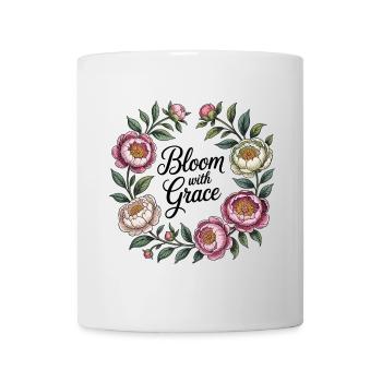 Bloom with Grace – Pfingstrosenkranz - Tasse - Weiß - Vorne
