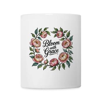 Bloom with Grace – Pfingstrosenkranz - Tasse - Weiß - Vorne