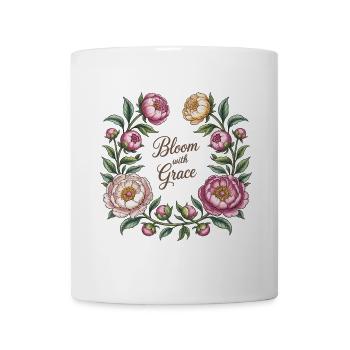 Bloom with Grace – Peony Wreath - Mug - white - Front