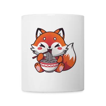 Cute Fox Eating Ramen Noodles - Mug - white - Front
