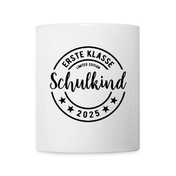 Erste Klasse - Schulkind 2025 - Name eintragen - Tasse - Weiß - Vorne