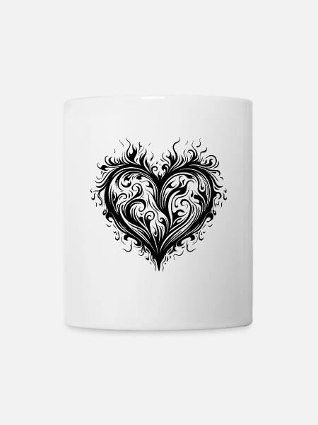 Herz Tribal - Tasse - Weiß