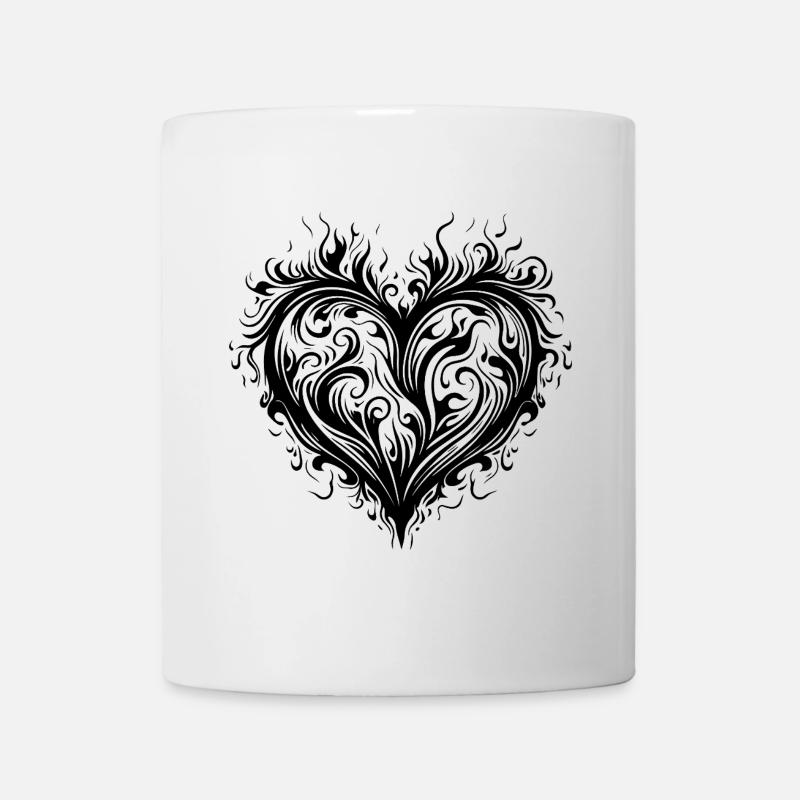 Herz Tribal - Tasse - Weiß