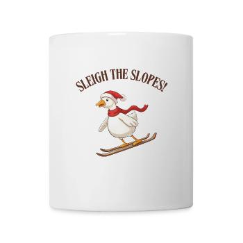 Sleigh the Slopes – drôle de canard sur les skis d’hiver - Mug blanc - blanc - Devant