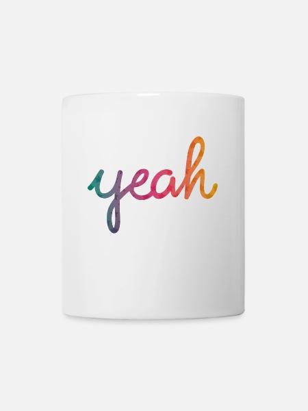 Yeah Typografie Regenbogen - Tasse - Weiß