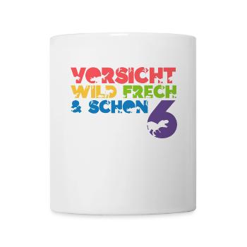 Kinder 6. Geburtstag 6 Jahre Dino Dinosaurier - Tasse - Weiß - Vorne