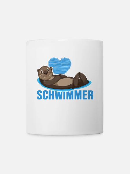 Schwimmer "Otter liebt schwimmen" Schwimmhalle - Tasse - Weiß