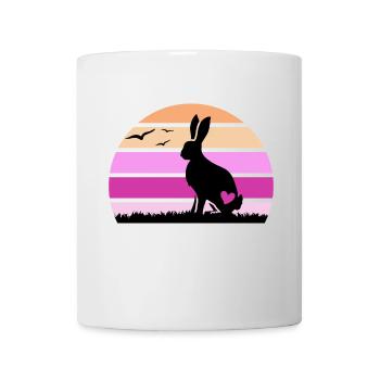 Hase "glücklicher Klopfer hoppelt" Hasenohr - Tasse - Weiß - Vorne