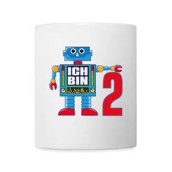 Ich bin 2 Jahre lustiger Roboter - Tasse - Weiß - Vorne